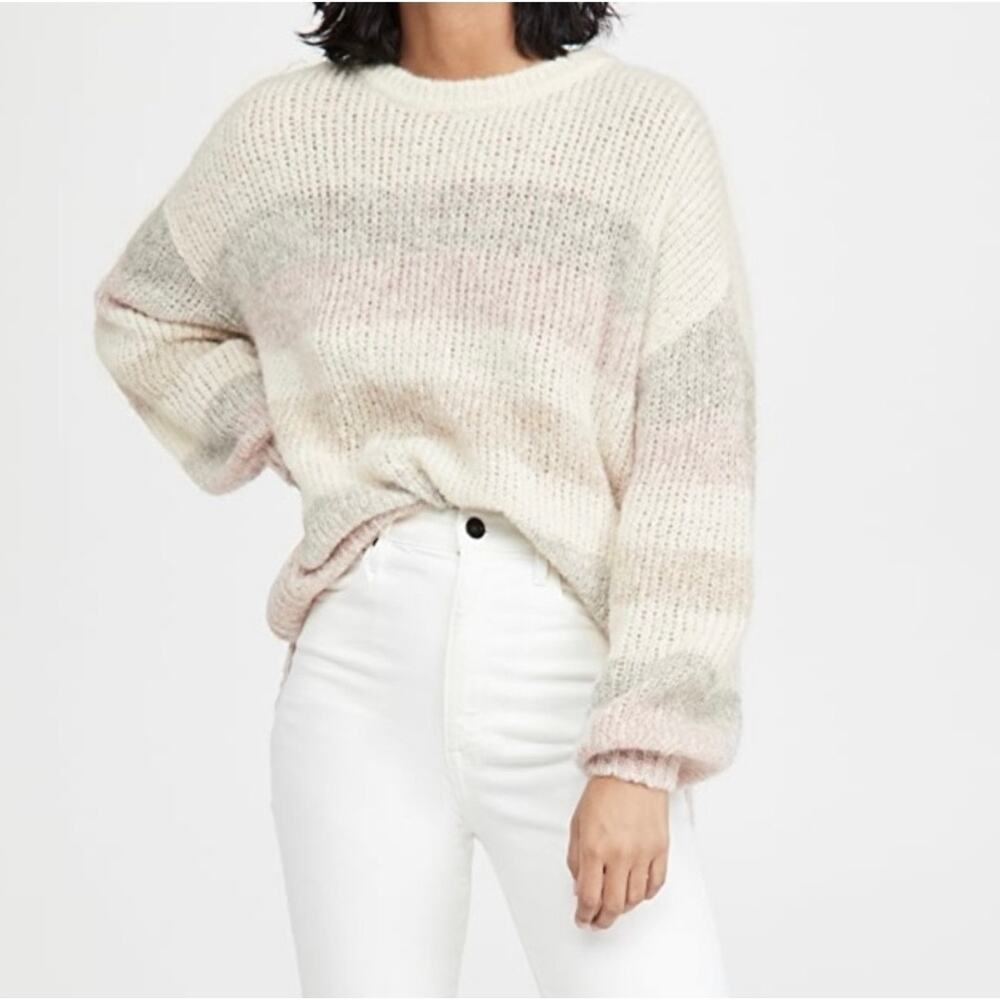 Relaxed Cozy Chic Casual Pastel Xirena Loren Alpaca Blend Sweater Striped M